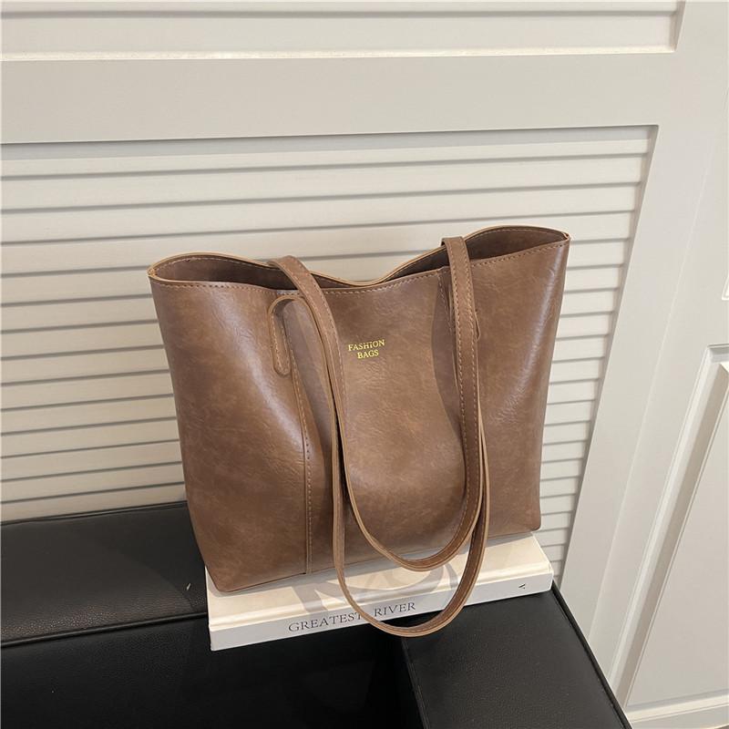 Large Capacity Faux Leather Tote Bag for Women Minimalist Casual Commute Shoulder Handbag