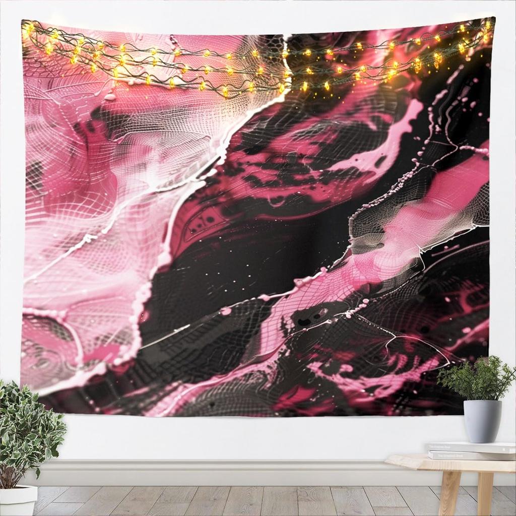 Blue Gold Marble Tapestry, Luxury Ocean Wave Wall Hanging with Golden Veins for Bedroom, Living Room & Aesthetic Home Decor