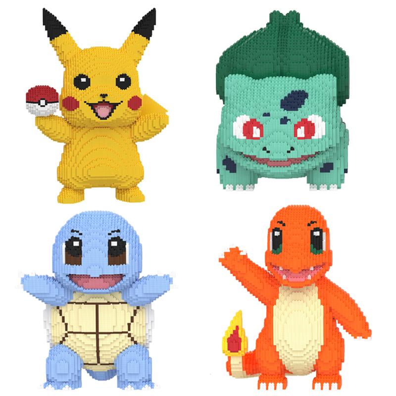 Pokemon Pikachu Building Block Bulbasaur Charmander 3D Model Assembly Connection Mini Brick Figure Toys for Home Decora