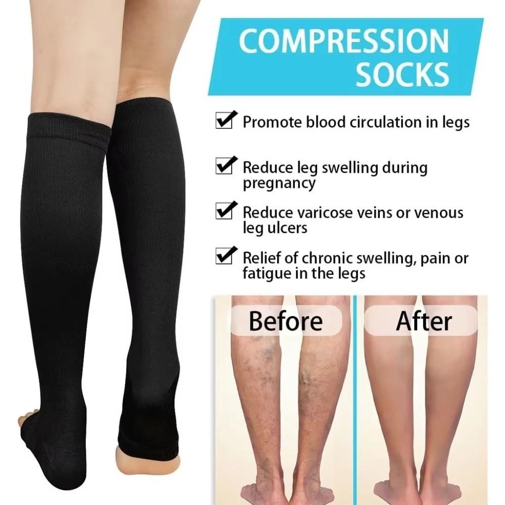Cool Material Compression Stockings Open Toe Graduated Pressure Stockings  Swollen Legs Prevention