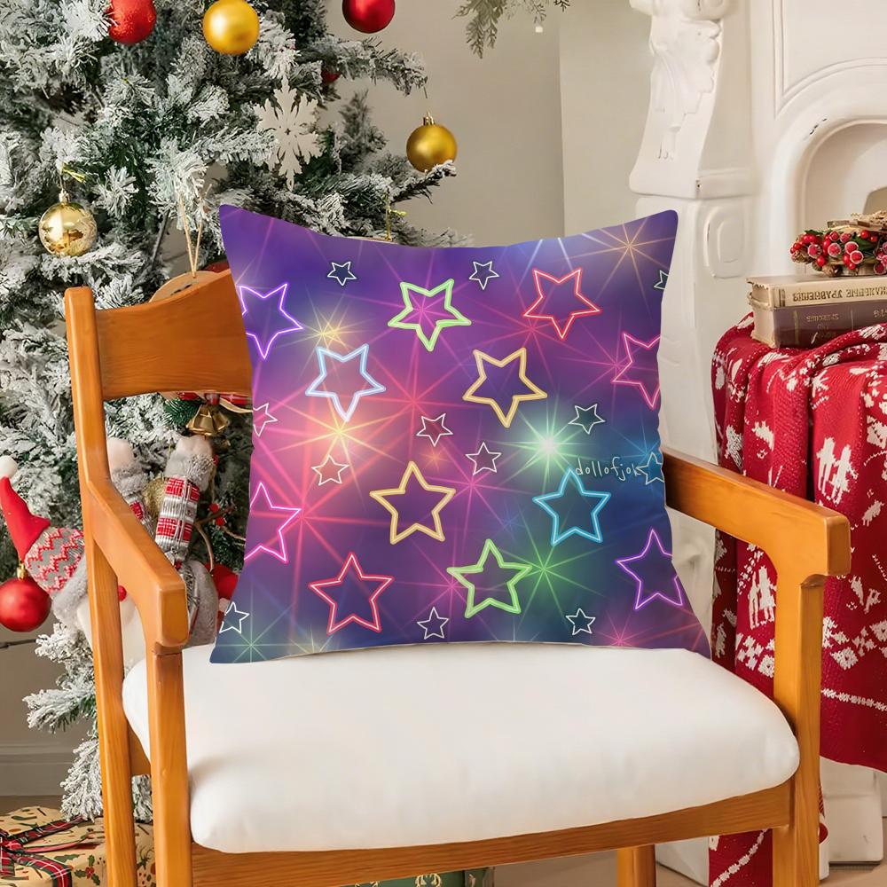 Stars Pattern Pillow Case Silky Elegant Comfort Sofa Bed Invisible Zipper