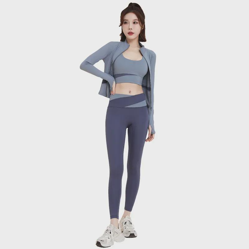 Women's Yoga Fitness Sportswear Set - Yoga Tops & Running Suits with Sun Protection.