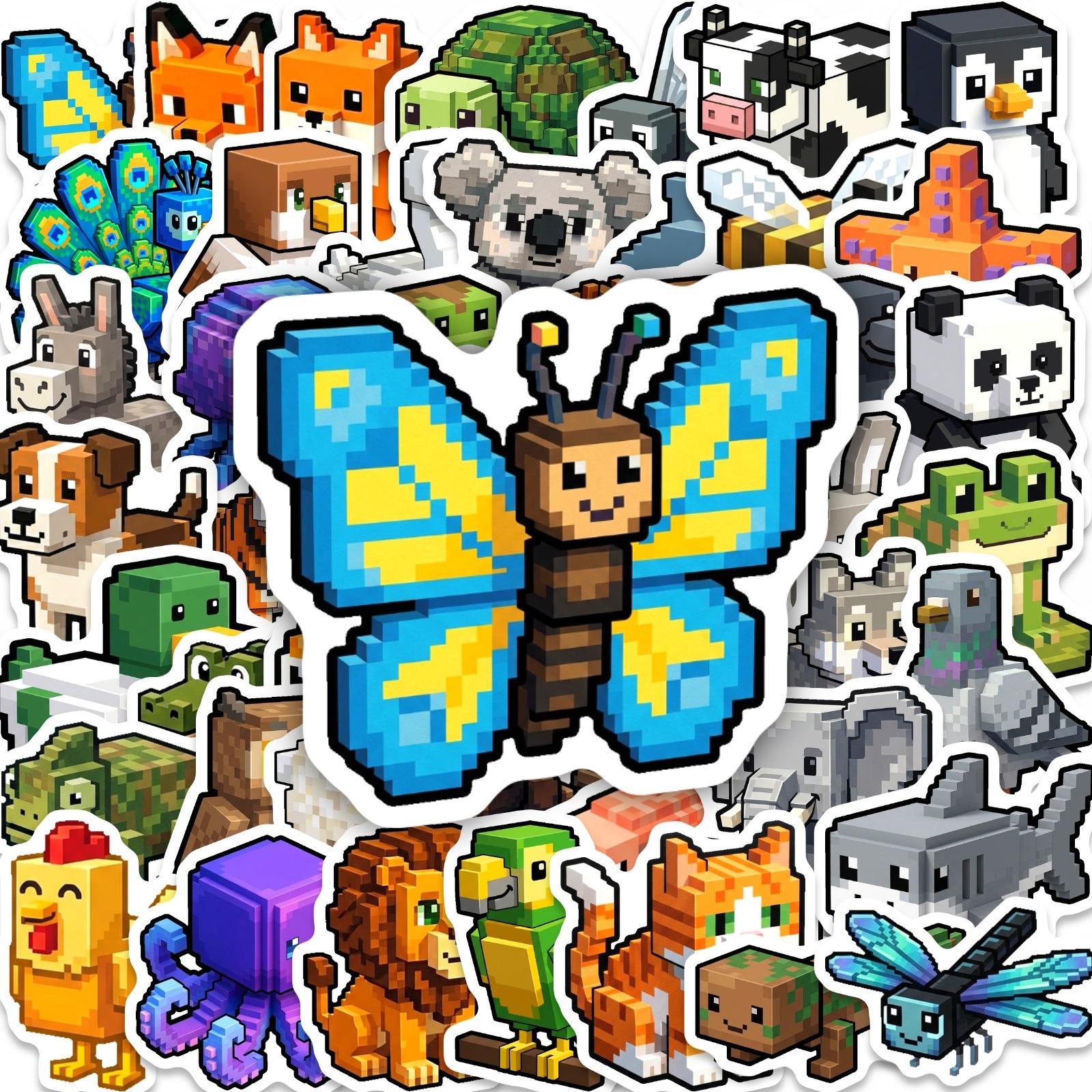 50 Pixel Wind Animal Sticker Set Cute Cartoon Square Animal Hand Account Water Cup Decoration