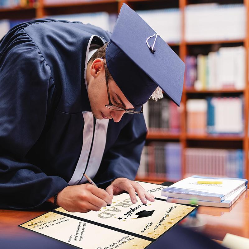 

Альтернатива гостевой книге на выпускной 2025 года, черно-золотые украшения для выпускного вечера класса 2025 года, книга для подписей на выпускной чёрный