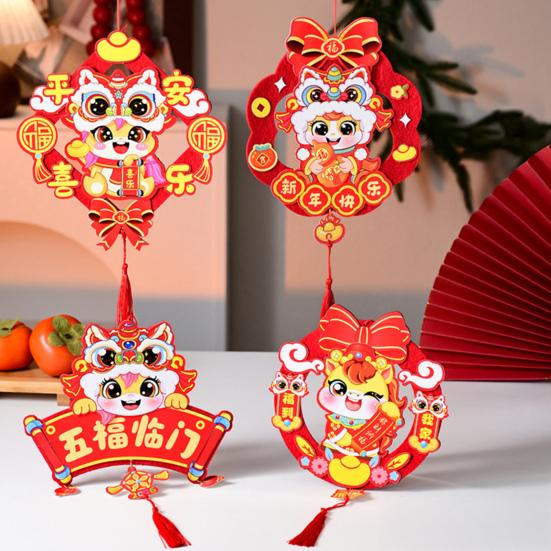 Hanging Ornament DIY Kit Good Luck Beauty Design New Year Decoration Five Blessings Textured Red Zodiac Sign