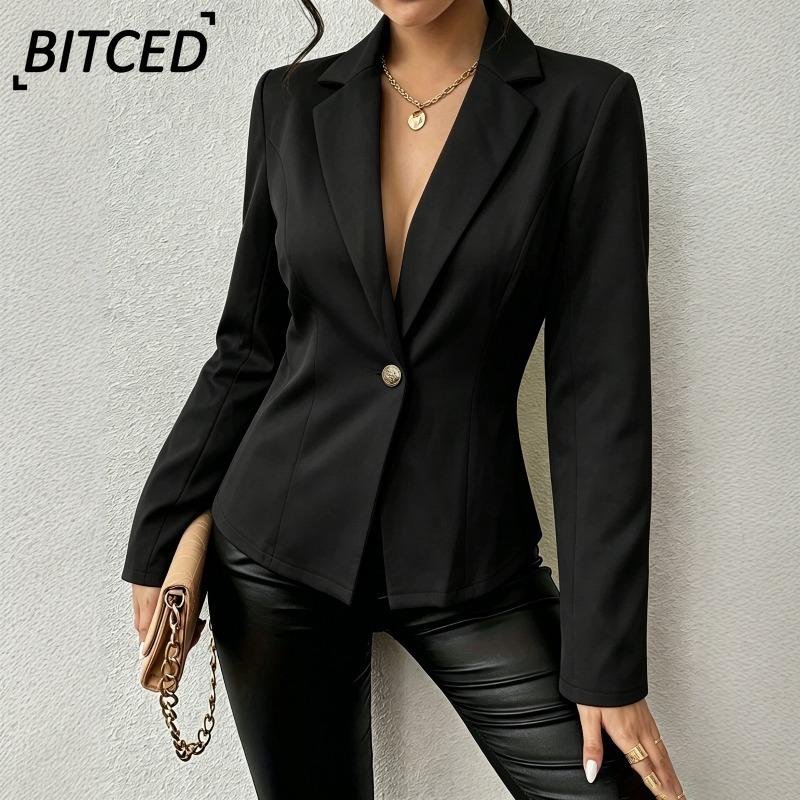 BITCED Moda Casual para Mujer Estampado de Color Sólido Manga Larga Cuello Polo Blusas y Camisas