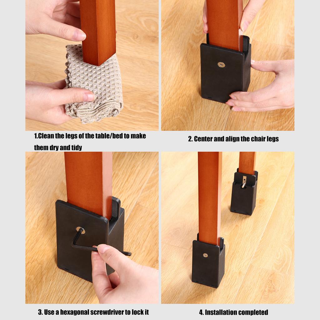 4Pcs Adjustable Furniture Chair Feet Riser Chair Foot Protection Pad Furniture Heightening Foot Pads for Couch Cabinet
