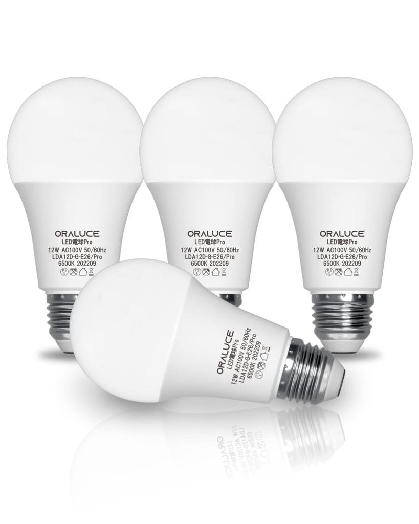 ORALUCE LED Bulbs, E26 Base, 100W Equivalent, Daylight White [135lmW Luminous Efficiency, 12W, 1650LM, Color Rendering Index: RA83], Wide Beam