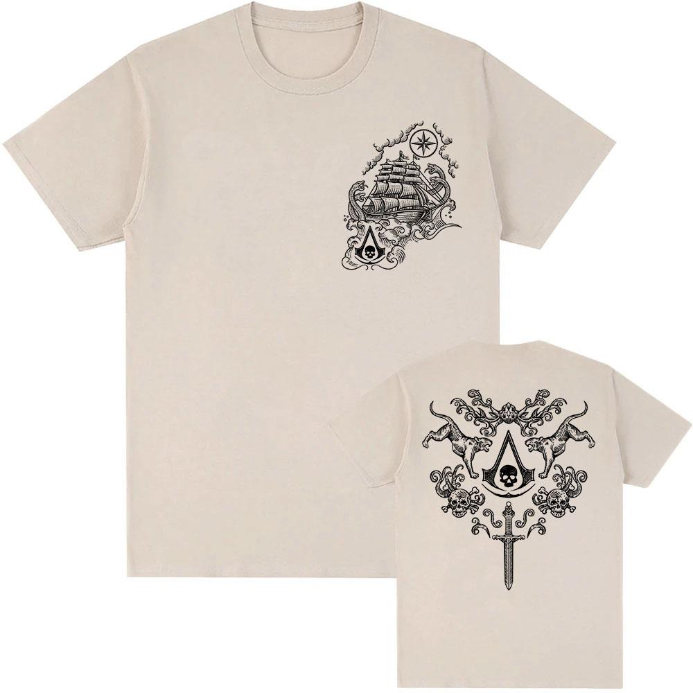

Assassin sCreed Black Flag Resynced T-shirt Short Sleeve Loose Fashion Tshirts Unisex Streetwear Graphic Printing Merch Men Tee L