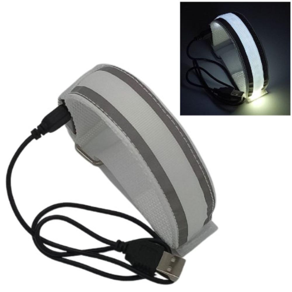 Safety Luminous Arm Band Waterproof Night Reflective Armband LED Running Light  Cycling Activities белый