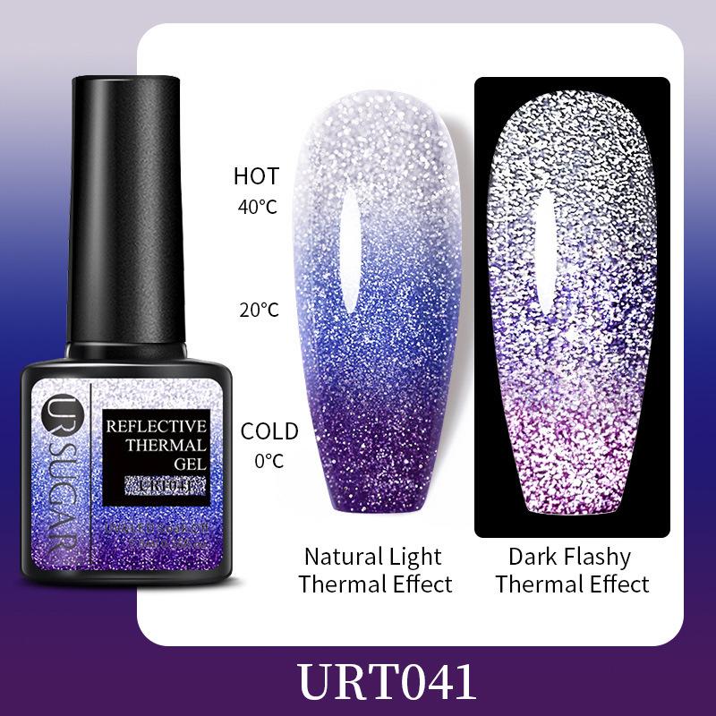 Bouncing Warm Glitter Powder Broken Diamond Glue, Bright And Explosive Glitter Phototherapy Glue Removable Color-Changing Nail Polish Glue Set
