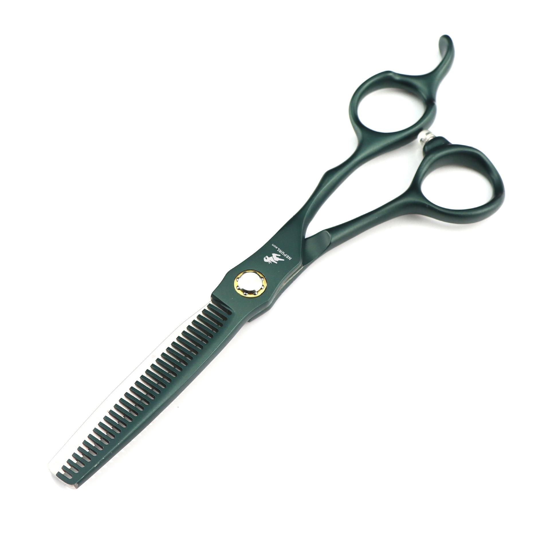 

6.0 Inch Green Paint Bearing Screw Hair Scissors, Hair Scissors, Flat Scissors, Bangs Scissors, Tooth Scissors, Thin Scissors tooth scissors