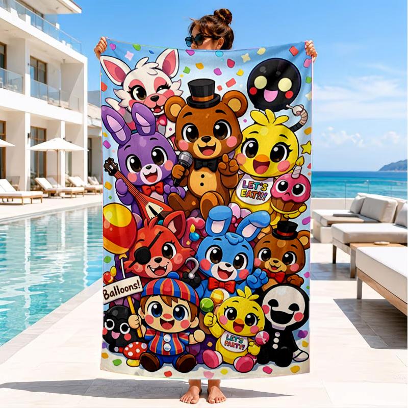 Five Nights Party Beach Towel, Super Soft Microfiber, Perfect Gift for Her/Him, Birthday, for Pool, Beach, Travel, Decor Beach Party