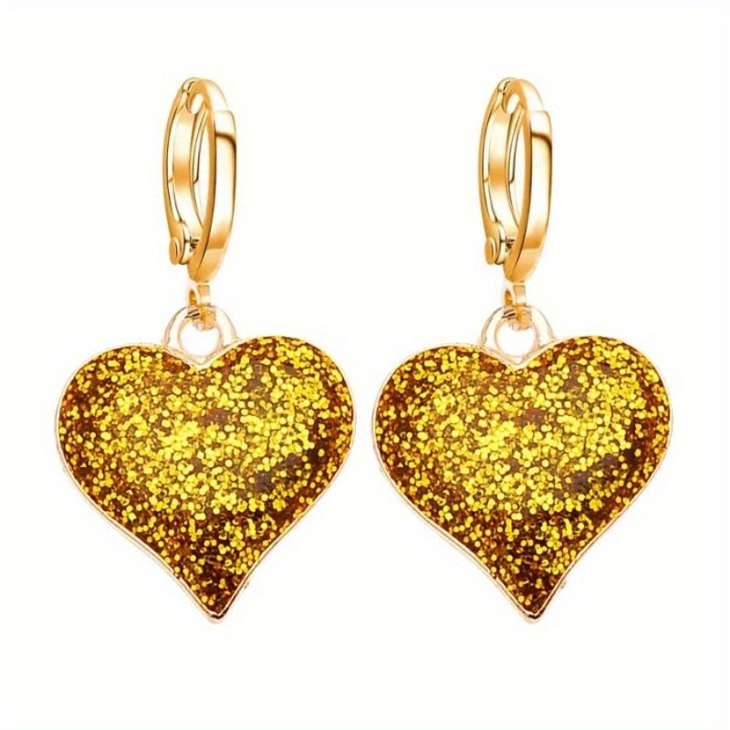 

Серьги-подвески в виде сверкающего сердца с капающей масляной любовью, женские игривые серьги в утонченном стиле, серьги из меди в виде персикового сердца золотой