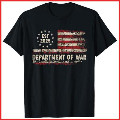 Department of War Established 2025 Black Cotton T-Shirt S-5XL