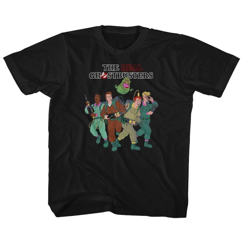 The Real Ghostbusters The Whole Crew Black Children s T-Shirt 150