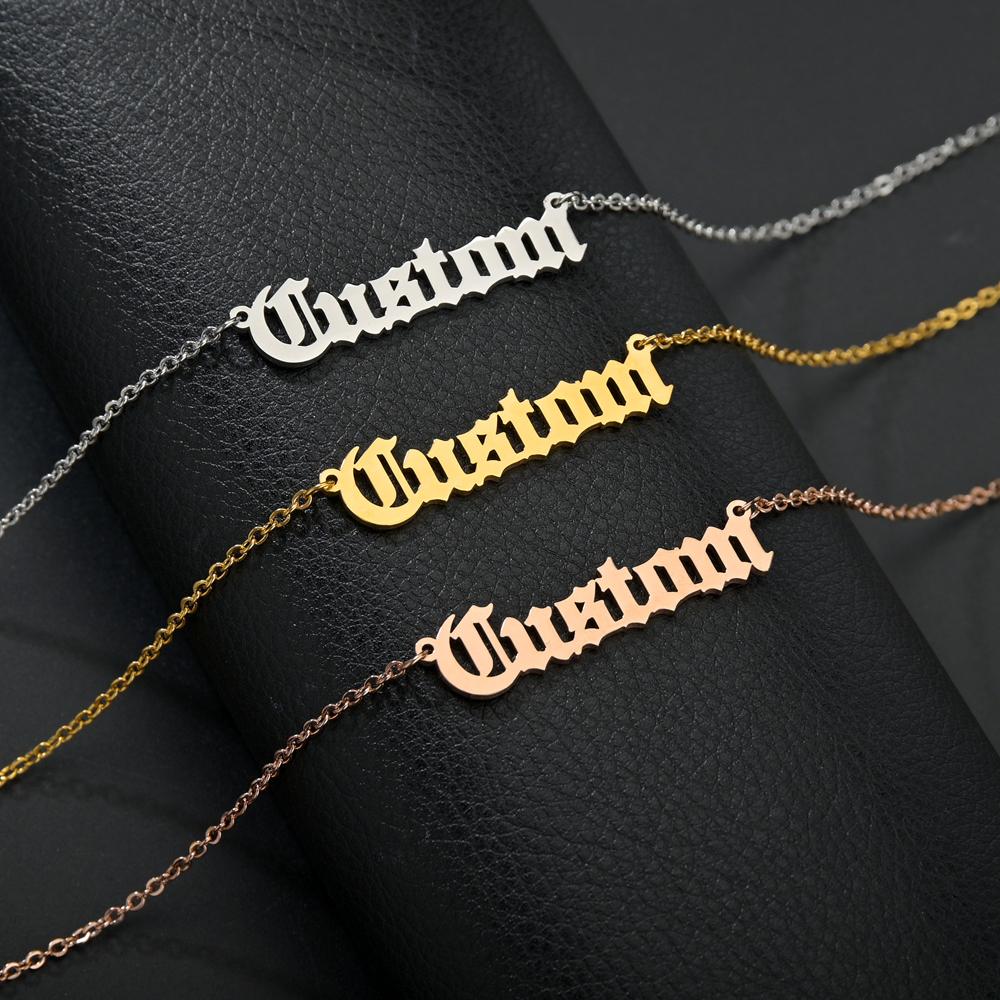 Fashion Stainless Steel Necklace Personalized Letter 5mm NK Thick Chain for Women Men Pendant Nameplate Gift