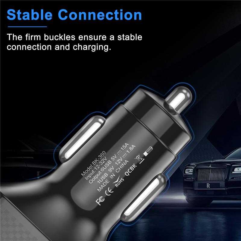 6 Ports USB Car Charge 75W Quick 15A Mini Fast Charging For Mobile Phone Charger Adapter In Car