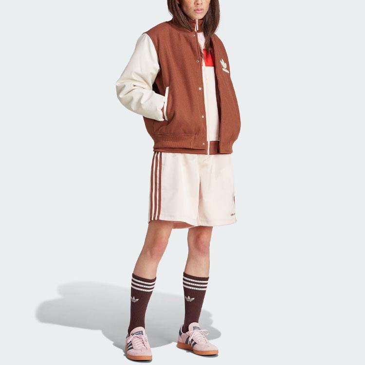 Adidas Originals Vrct Graphic Jacket Letter Logo Towel Embroidery Color Block Loose Sports Jacket Women Jacket Brown IS5742