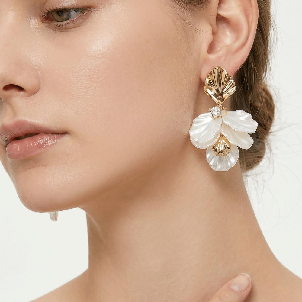 White Petal Earrings Resin Pendant Earrings Bohemian Dangle Earrings Daily