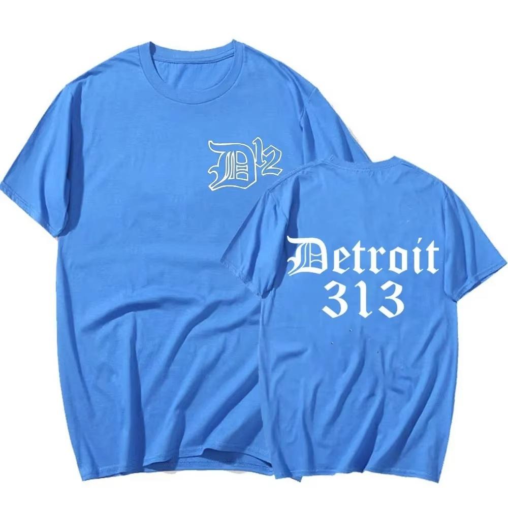 Large Cotton Men's D12 Band Rapper Eminem T-shirt Detroit Michigan 313 Printed T-shirt Men's Fashionable Casual T-shirt Top