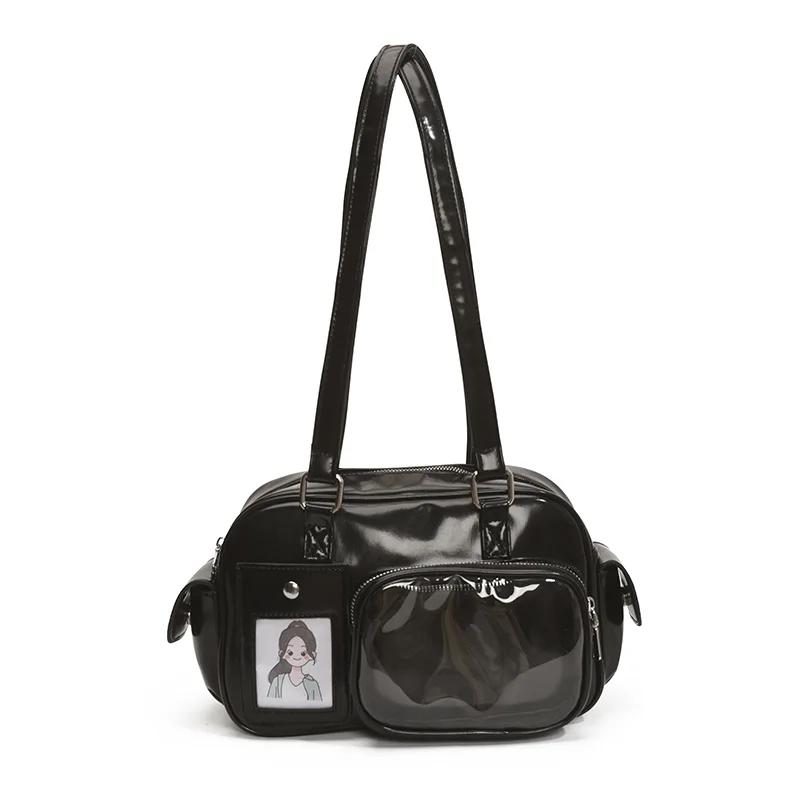 Fashion PU Designer Ladies Adjustable Backpacks Small Capacity DIY Clear Window Shoulder Bag Harajuku Women Ulzzang Y2K Ita Bags