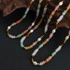 Freshwater Pearl Necklace for Women Colorful Natural Stone Beaded Chain Bohemian Fashion Zircon Girl Gift Wholesale