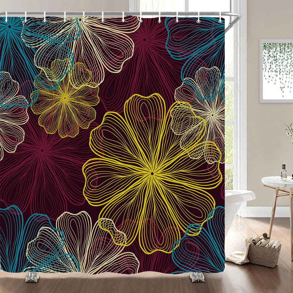 3d Flowers Pattern Shower Curtains Bathroom Curtain 180*180cm Waterproof With 12 Hooks Home Decor Washable Fabric Bath Screen