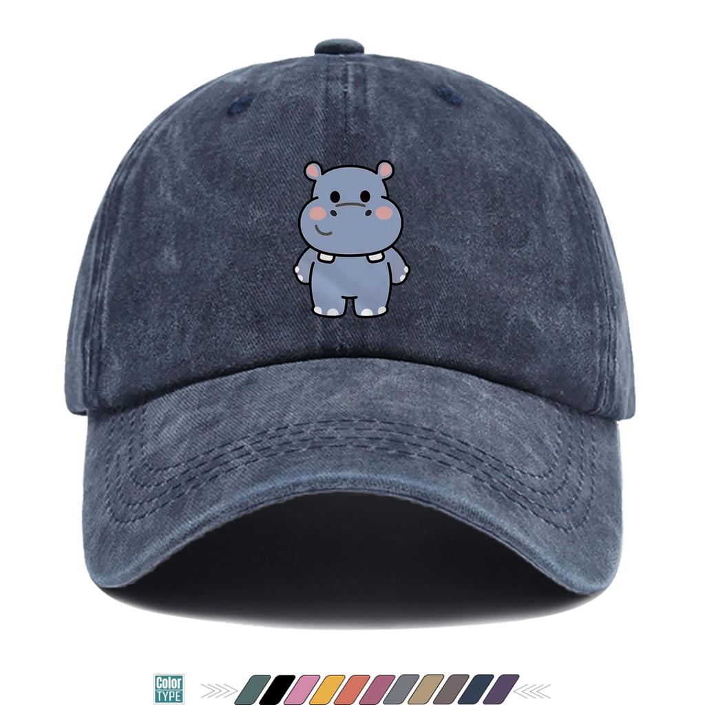 Pc Q Version Hippo Print Trucker Hat Comfortable And Breathable Stylish And Attractive Cartoon Game Classic Black Papa Hat