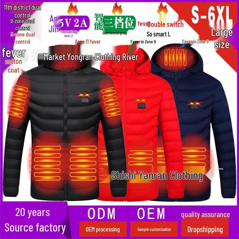 Dual-Control Hooded Heated Jacket with Three-Speed Intelligent Temperature Heating