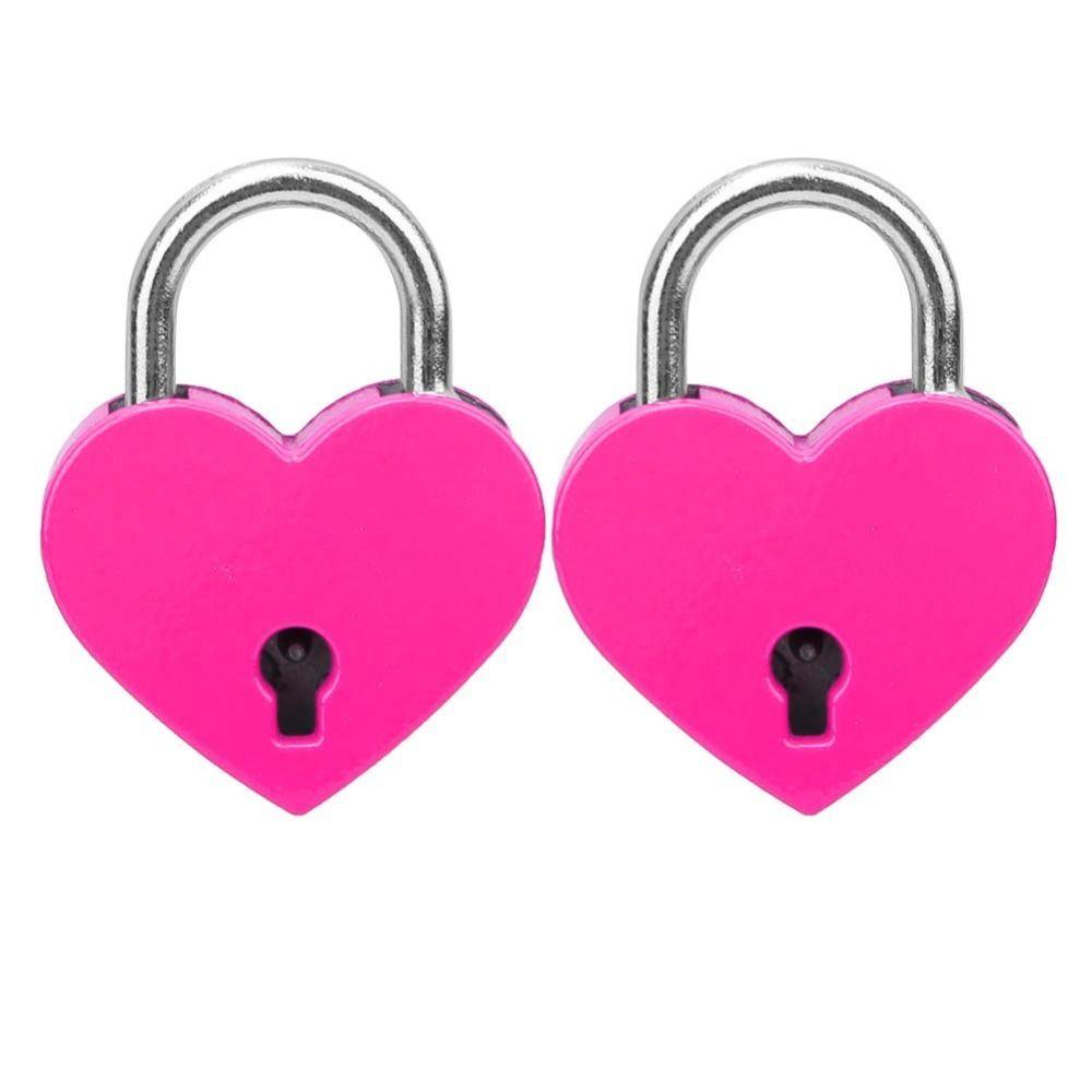 2pcs With Keys Mini Padlock 30x39mm Love Lock Padlock Heart Shaped Padlock  Handbag Decoration