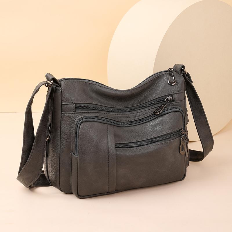 Retro Women's Shoulder Bag Solid Color Multi Pocket Storage for Middle-aged and Elderly Mothers Crossbody Bag Small Square Bag