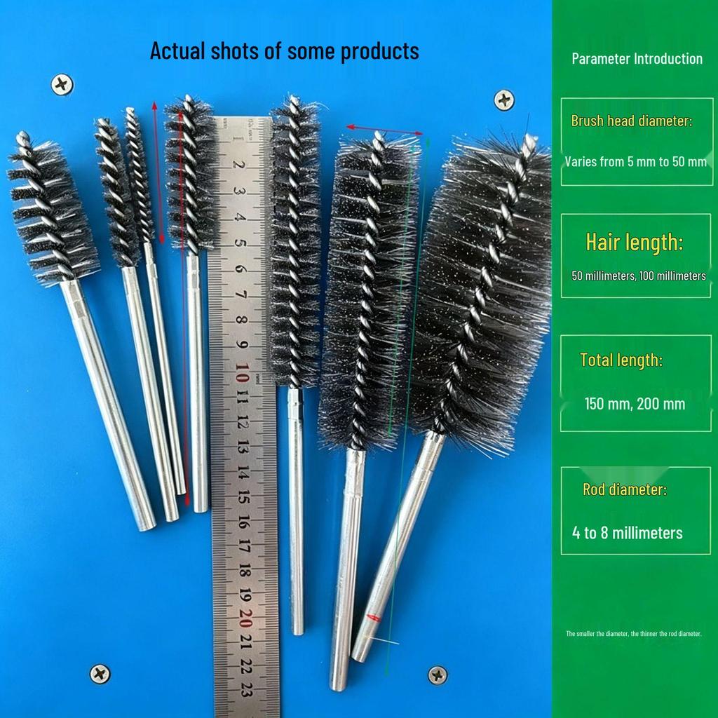 304 Stainless Steel Wire Brush for Inner Hole Cleaning: Rust Removal, Polishing, Deburring, with Handle.