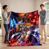 A Duel Between Armored Sorcerers Wielding Blue and Red Magical Powers. for All Seasons Blanket Lunch Break Throw Gift