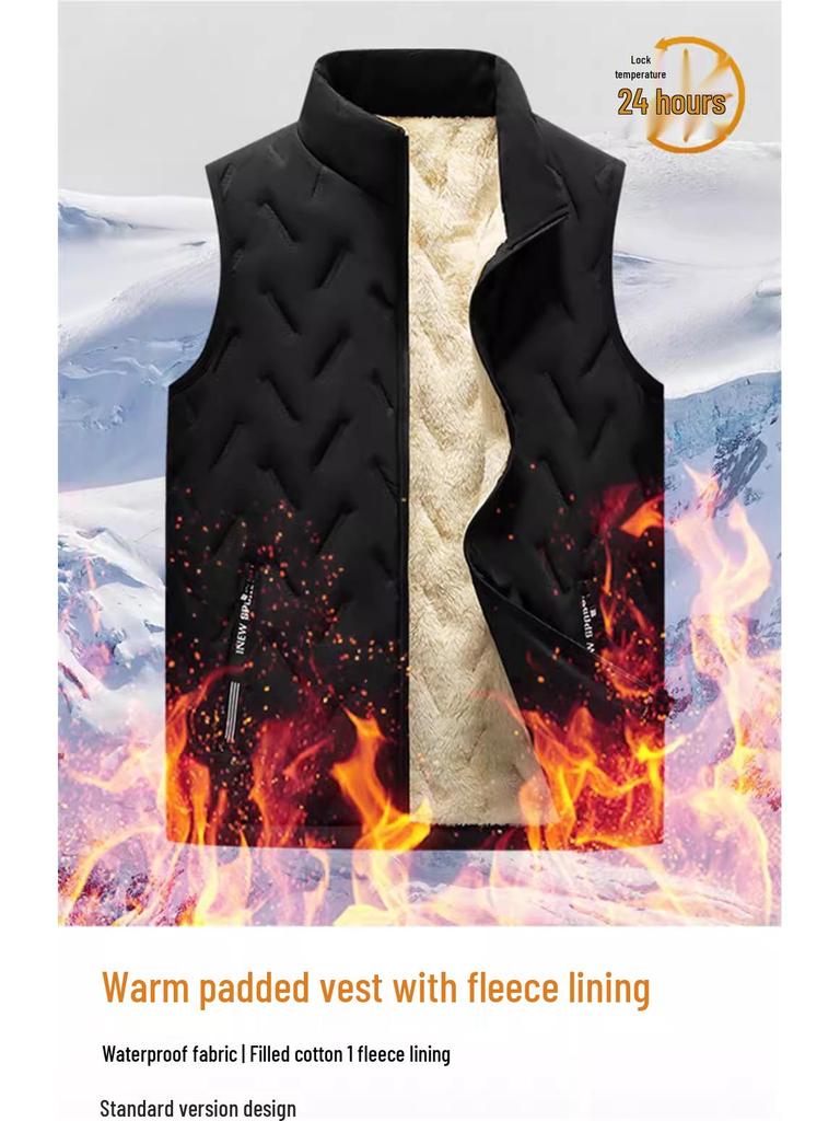 Men's Warm Lambswool Vest - Windproof, Thickened Cotton Jacket for Autumn & Winter