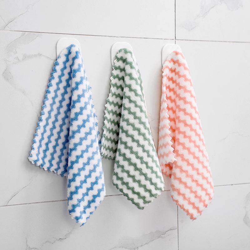 

Coral Fleece Wave Pattern Scouring Pads - Water-Absorbing Dishwashing and Cleaning Cloths 30x30cm