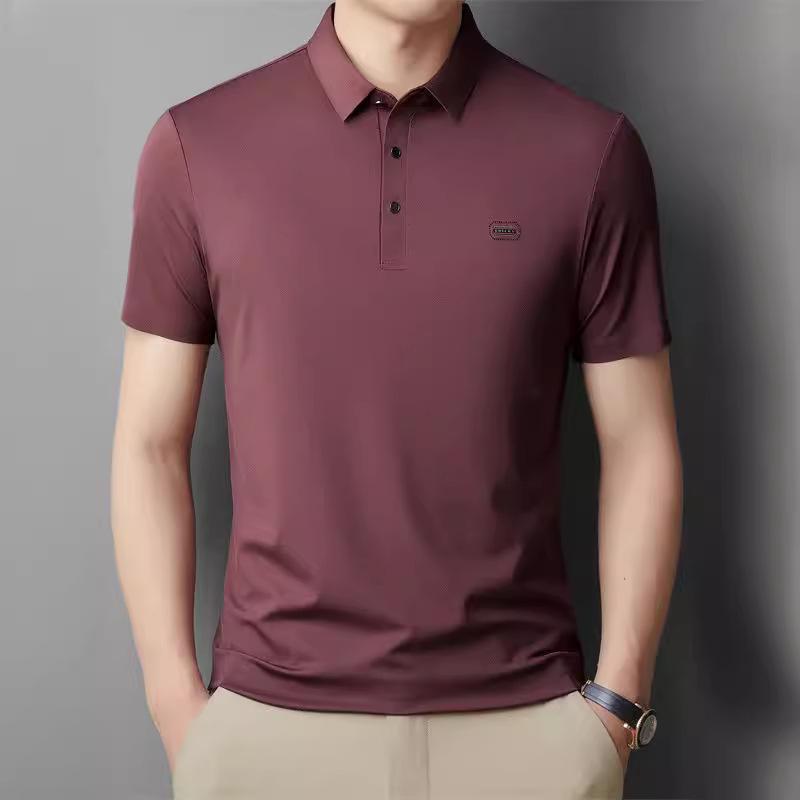 Summer New T-shirt Men's Business Casual Polo Shirt Short Sleeve Solid Color Polo Collar Versatile Young and Middle-Aged Temperament Top
