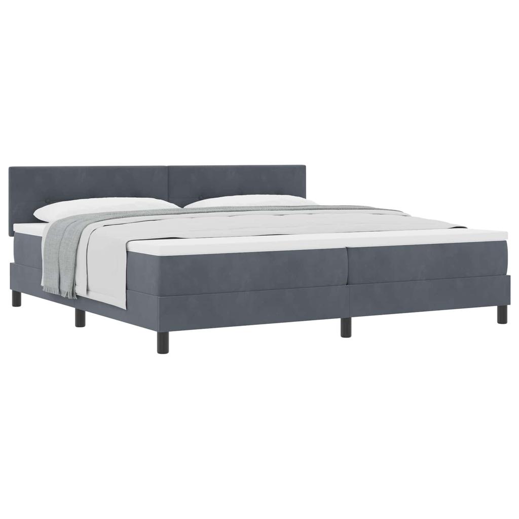Box Spring Bed with Mattress Dark Gray 200 x 200 cm Velvet