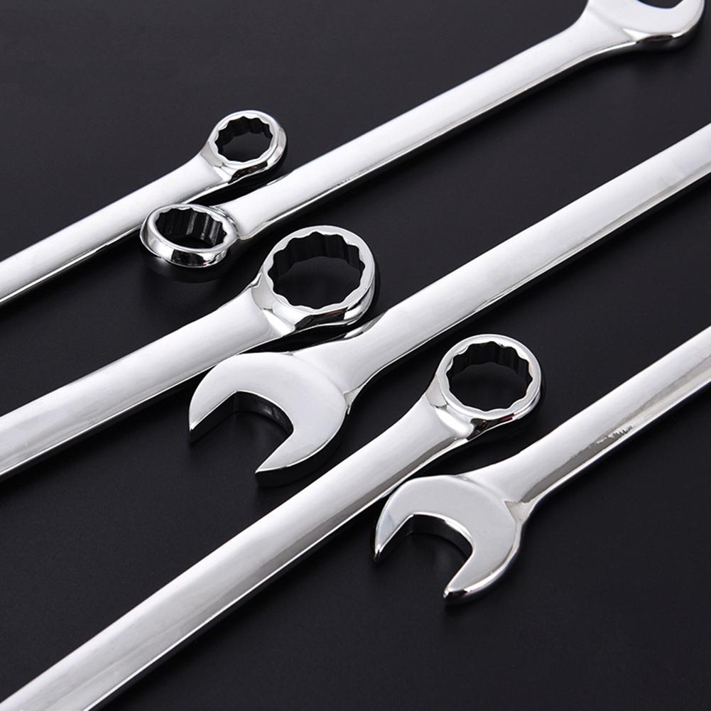 45 Steel Double Head Spanner 6mm Metric Open Box End Combo Wrench Heat Treated High Hardness Electroplated Rust Proof RepairTool