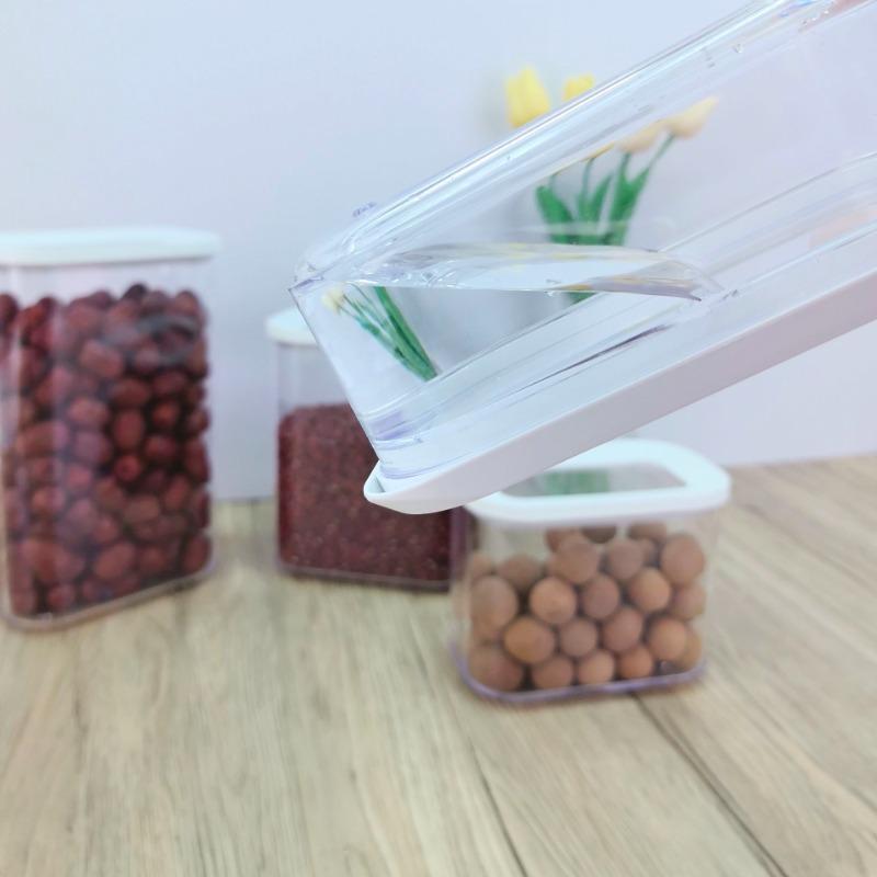 Plastförseglad förvaringslåda Transparent matbehållare Kaffebönsorganisatör Matförvaring Cerealdispenser Kök Köksartiklar