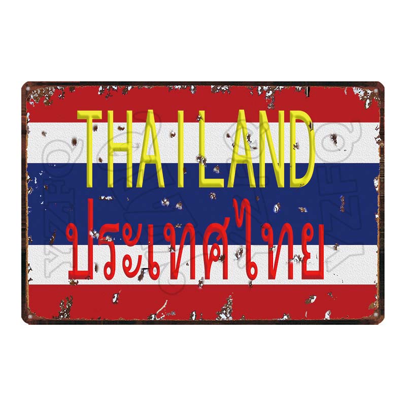 Thailand Tarvel City Tin Sign Bangkok Plaque Metal Vintage Elephant  Retro Plate For Wall Poster Bar  Art Home Decor  DU-5851A