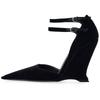 Fashion Brand Fashion Show Sexy Buckle Wedge Sandals Summer New Party Wedding Prom Red Black Europe America Women's Shoes Size 35-43