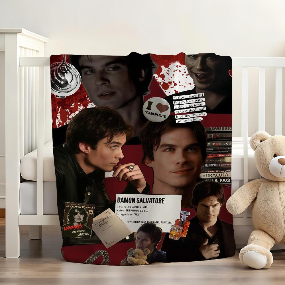 TV T-The V-Vampire D-Diaries Role Damon Blanket For Sofa Office Bed Plane Travel Sleep Read Relax Camping Soft And Warm