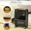 2-in-1 Electric Heater with Humidifier, 3-Color LED Light, Timer and Remote Control, 33x21x49.5 Cm, Black