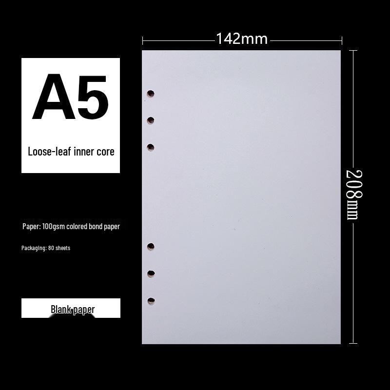 6-Hole A5 Notebook Refill: A6 Size, 80 Sheets, 100gsm Dowling Paper