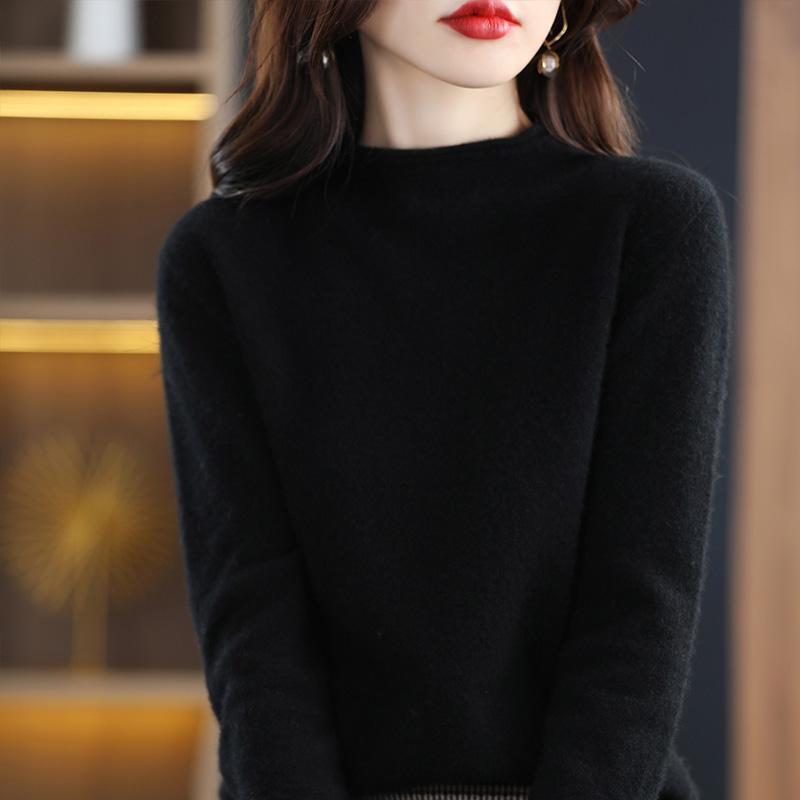 Dámský svetr 100% vlna merino MODERNÍ NOVÁ SAGA Zimní vlna Rolák pletený svetr Podzimní svetr Dámské pletené topy