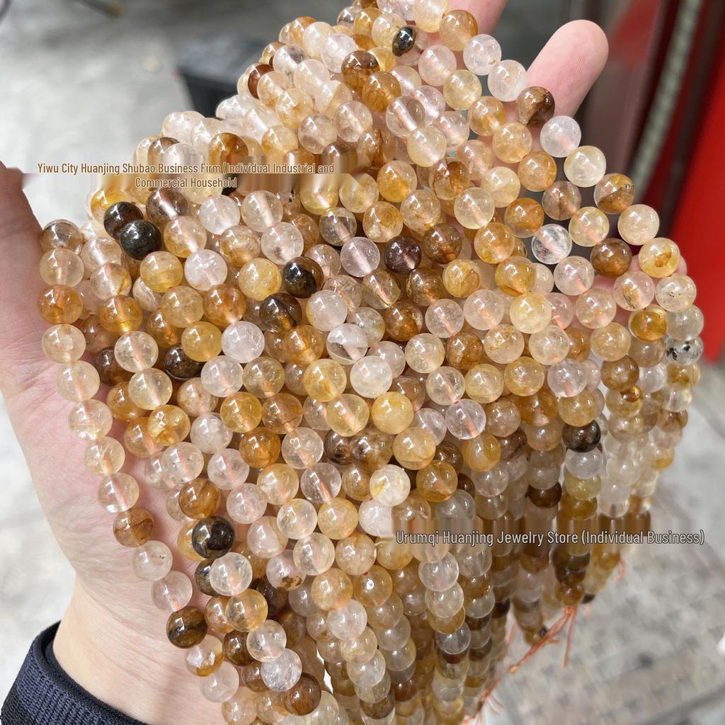 High Transparency Caramel Yellow Rutile Quartz Round Beads for DIY Jewelry