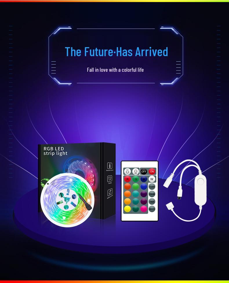 Tuya WiFi Smart 5050 RGB Light Strip Kit with 24-Key Remote & 2835 Seven-Color Ambient Lighting