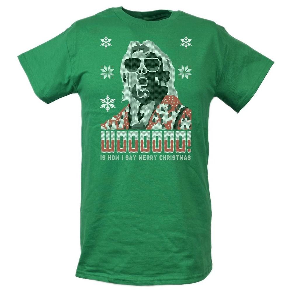 

Ric Flair Wooooo Christmas Mens Ugly Green T-shirt XL