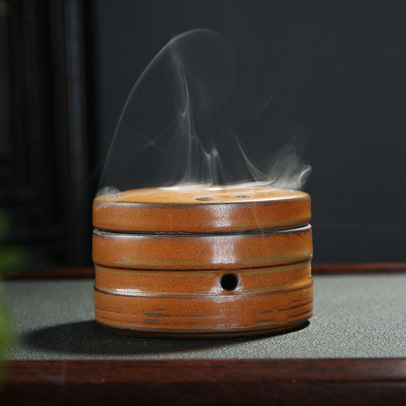 Ceramic Incense Burner, Retro Style, Home Living Room Bedroom Indoor Sandalwood, Hall Offering Buddha Tea Ceremony Censer, 1Pc